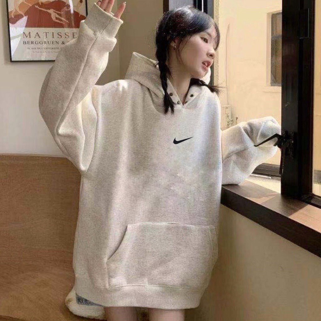 Áo hoodie nike thêu dày dặn nam nữ, hoodie nike bấm cúc chính hãng 001 CINKAY_STORE