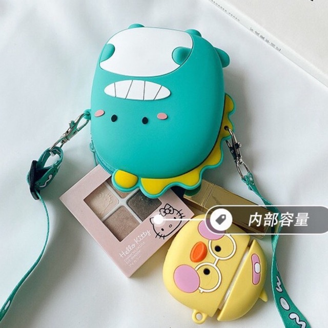 Túi Đeo Chéo Cho Bé WOWKIDS Khủng Long, Túi Silicon Khủng Long Dễ Thương Cho Bé Gái Bé Trai
