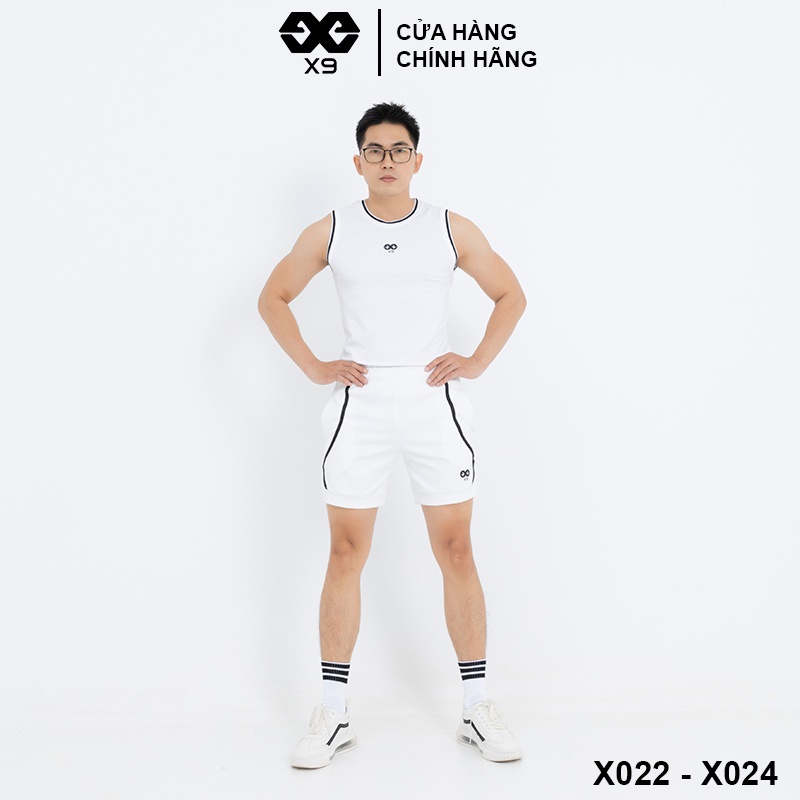 Set Nguyên Bộ Đồ Thể Thao Nam Áo Ba Lỗ Quần Đùi Ngắn Tập Gym Chạy Bộ Bóng Rổ - X9 Sportswear - X022 + X024