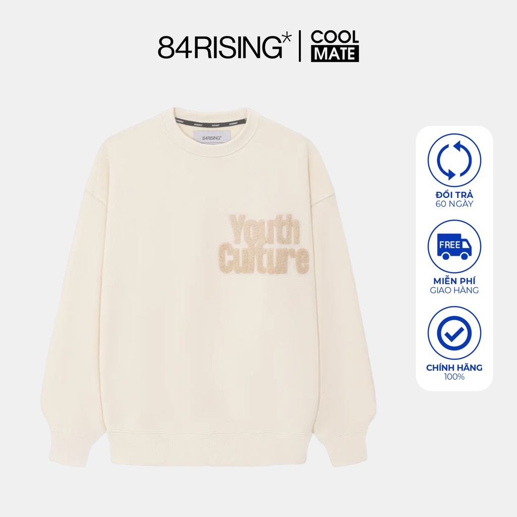 Áo Nỉ chân cua oversize màu be YOUTH CULTURE SWEATER CREAM SS22 - 84RISING