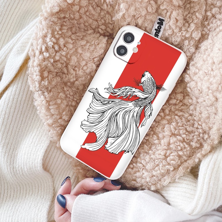 Ốp vuông iphone cá chép siêu đẹp - sếu âm dương cho 6/6splus/7/7plus/8/8plus/x/xr/xs/11/12/13/14/pro/max/plus/