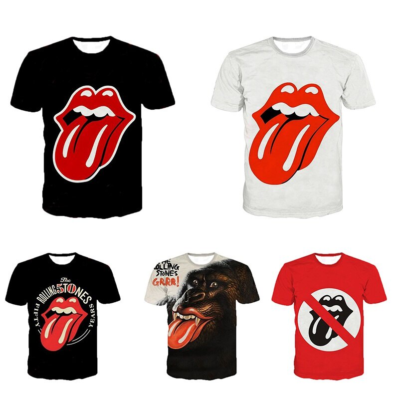 Áo Thun Tay Ngắn Dáng Rộng In Hình Lưỡi Rolling Stones Thời Trang Mùa Hè Cho Nam Và Nữ Size S-5XL