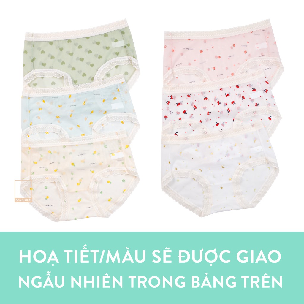 Quần lót lưới viền ren họa tiết dễ thương BOM SISTER Q0B150