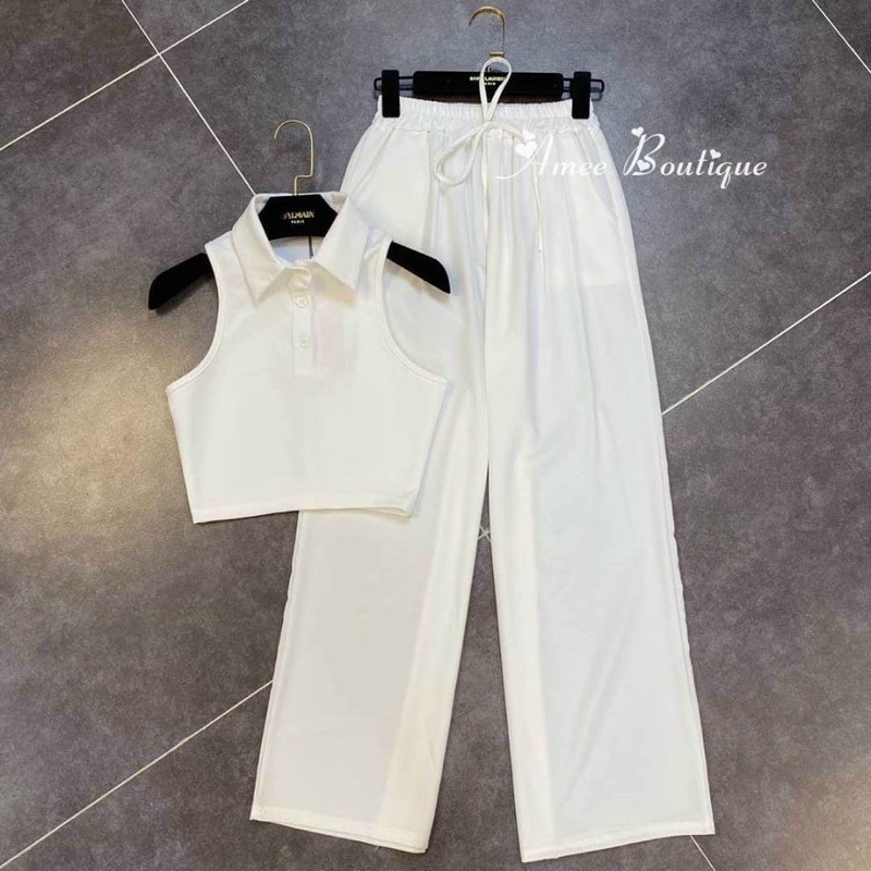 Áo croptop 3 lỗ nữ, áo sát nách cổ polo siêu xinh