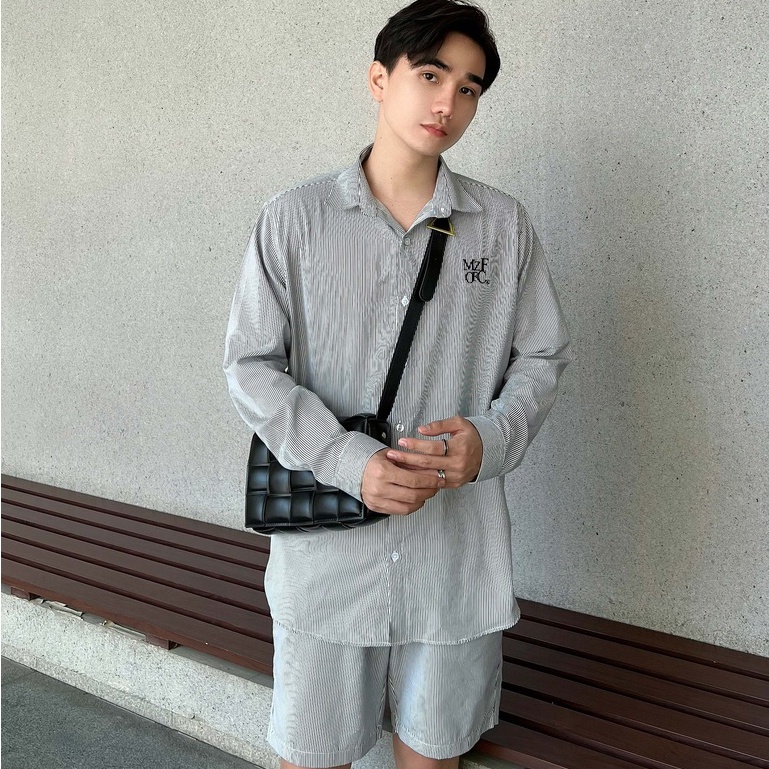 Bộ sơ mi tay dài thêu logo MAZIFY