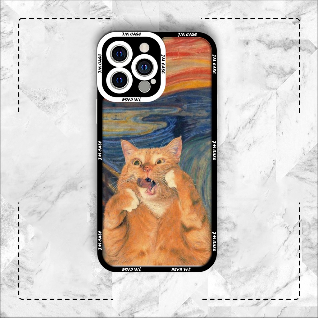 Ốp lưng iphone cạnh vuông JMCase Mèo Cute Painting 6plus/6s/6splus/7/7plus/8/8plus/x/xs/11/12/pro/max/plus/promax