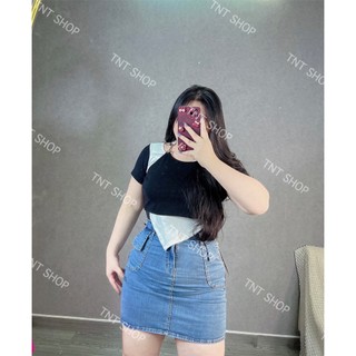 ÁO THUN TAY NGẮN PHỐI XÍCH [TNT SHOP BIGSIZE 60KG 90KG]