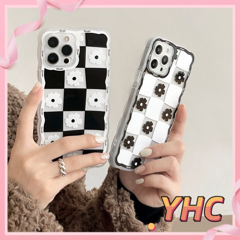 Ốp Điện Thoại Họa Tiết Kẻ Ô Trắng Đen Cho Iphone6 6splus 7 7plus 8plus XR x xs 12 11 pro max plus 13 promax-1022