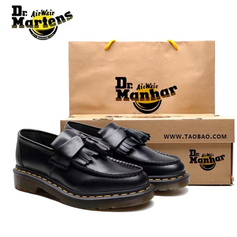 Hàng Có Sẵn Giày Daigou Dr. martens Martin Dr. martens Martin Dr. martens Thấp Bằng Da Mềm Phối Tua Rua Phong Cách Nhật Bản Giản Dị Dành Cho Nam Và Nữ