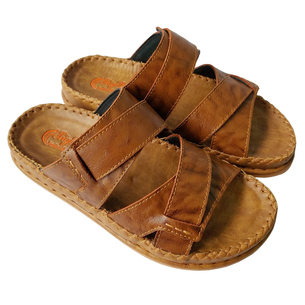 Dép Nam BIGBEN Da Bò Thật May Đế Cao Cấp DN345