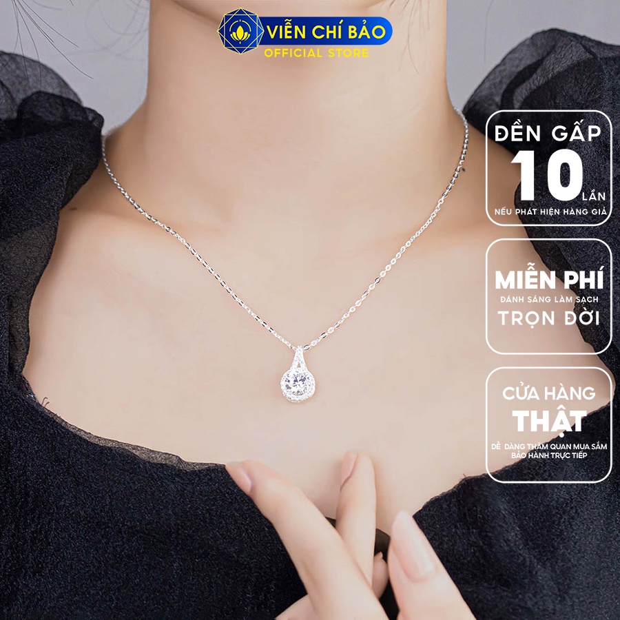 Dây chuyền bạc nữ đá tròn trắng new chất liệu bạc 925 thời trang phụ kiện trang sức Viễn Chí Bảo D400766