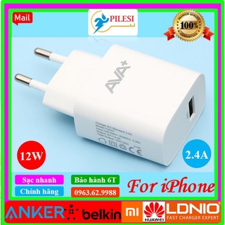 Combo adapter sạc nhanh iphone 12w ava+ tces1 trắng dây 8ic cao cấp