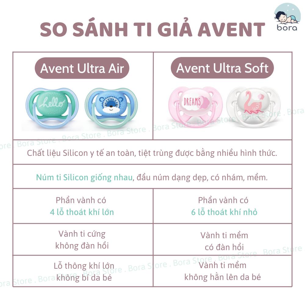 Ti giả Avent Ultra Air, Ultra Soft chỉnh nha đầu dẹt chính hãng