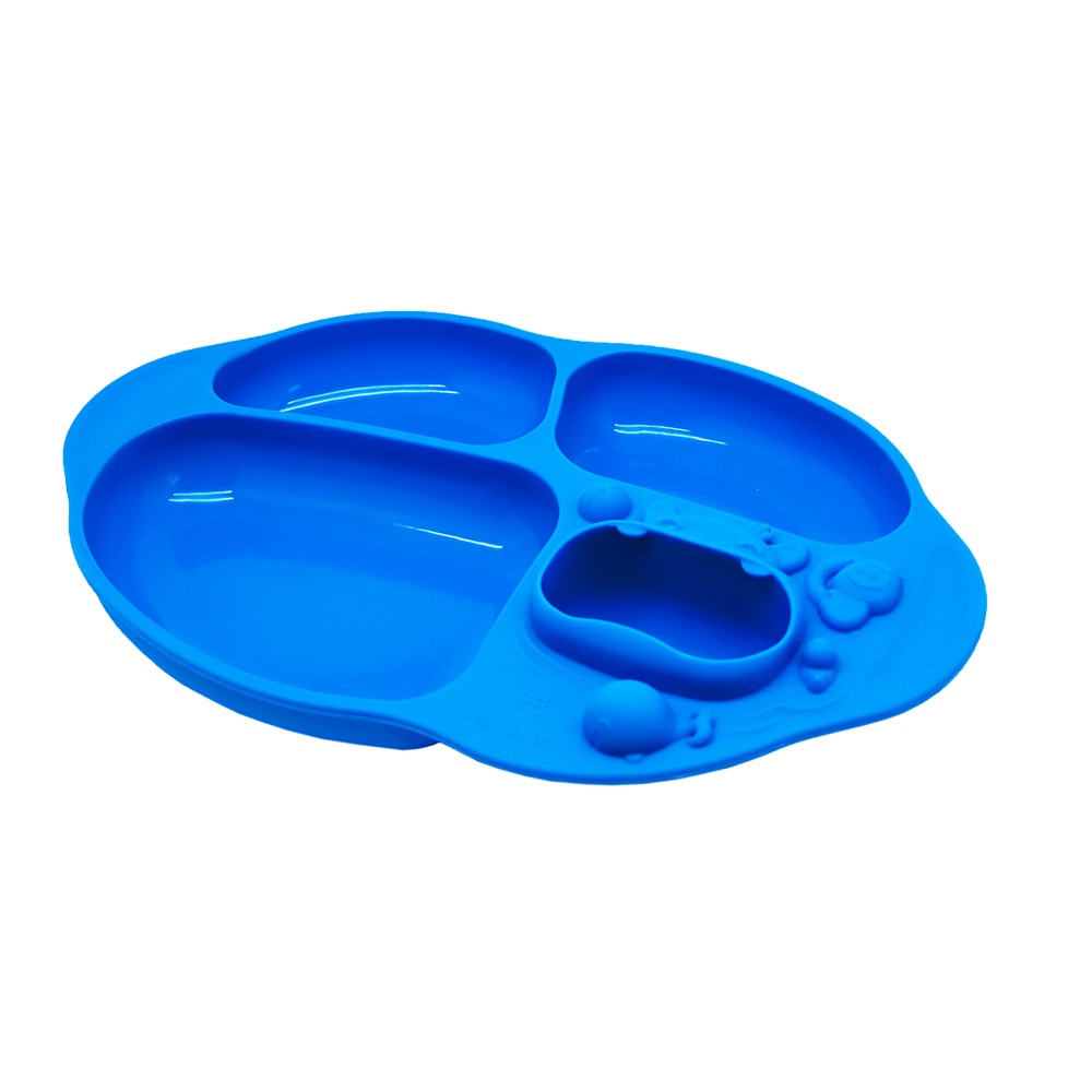 Đĩa ăn dặm silicon chia ngăn có đế hút chân không chống đổ Yummy Marcus & Marcus, cho bé từ 18 tháng - Lucas