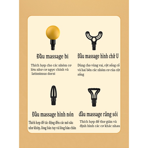 Súng massage G.DUCK, Súng Fascia mini, 4 đầu 12 chế độ rung, Máy mát xa cầm tay cao cấp - Giảm căng cơ và giảm mỏi vai