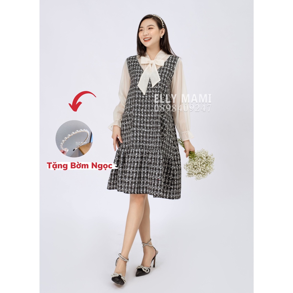 ( 40kg - 95kg ) [ Tặng Kẹp Tóc ]  Đầm Bầu , Suông Voan Hoa Công Chúa Form Dễ Mặc Thoải Mái Suốt Thai Kì &amp; Sau Sinh