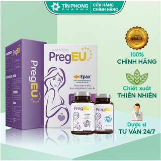 Vitamin bầu tổng hợp pregeu bổ sung dha, canxi & vi chất cho bà bầu, phụ nữ mang thai và cho con bú 60 viên/2 lọ ttp036