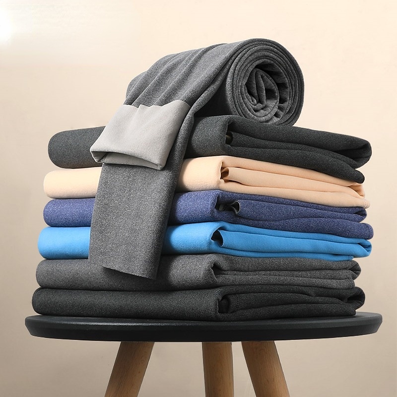 Quần Cotton Len Lót Lông Cừu Dày Dặn Giữ Ấm Thoải Mái Thời Trang Cho Nam Giới