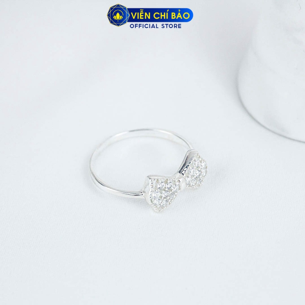 Nhẫn bạc nữ hình nơ đính đá chất liệu bạc 925 thời trang phụ kiện trang sức Viễn Chí Bảo N400884