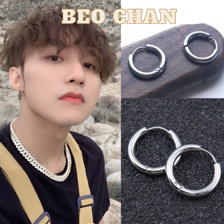 Khuyên Tai Khuyên Mũi Nam Nữ Xỏ Lỗ GIÁ 1 CHIẾC, Bông Tai Sơn Tùng Không Cần Xỏ Nam Nữ Unisex Tròn Circle Basic Beo Chan