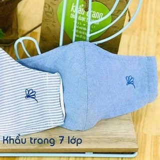 Khẩu trang thảo dược 7 lớp-xanh trơn