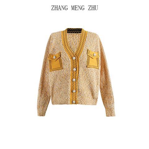 Áo Khoác Cardigan Dệt Kim Cổ Chữ V Cài Nút Ngọc Trai Cao Cấp Phong Cách Pháp Thời Trang Cho Nữ