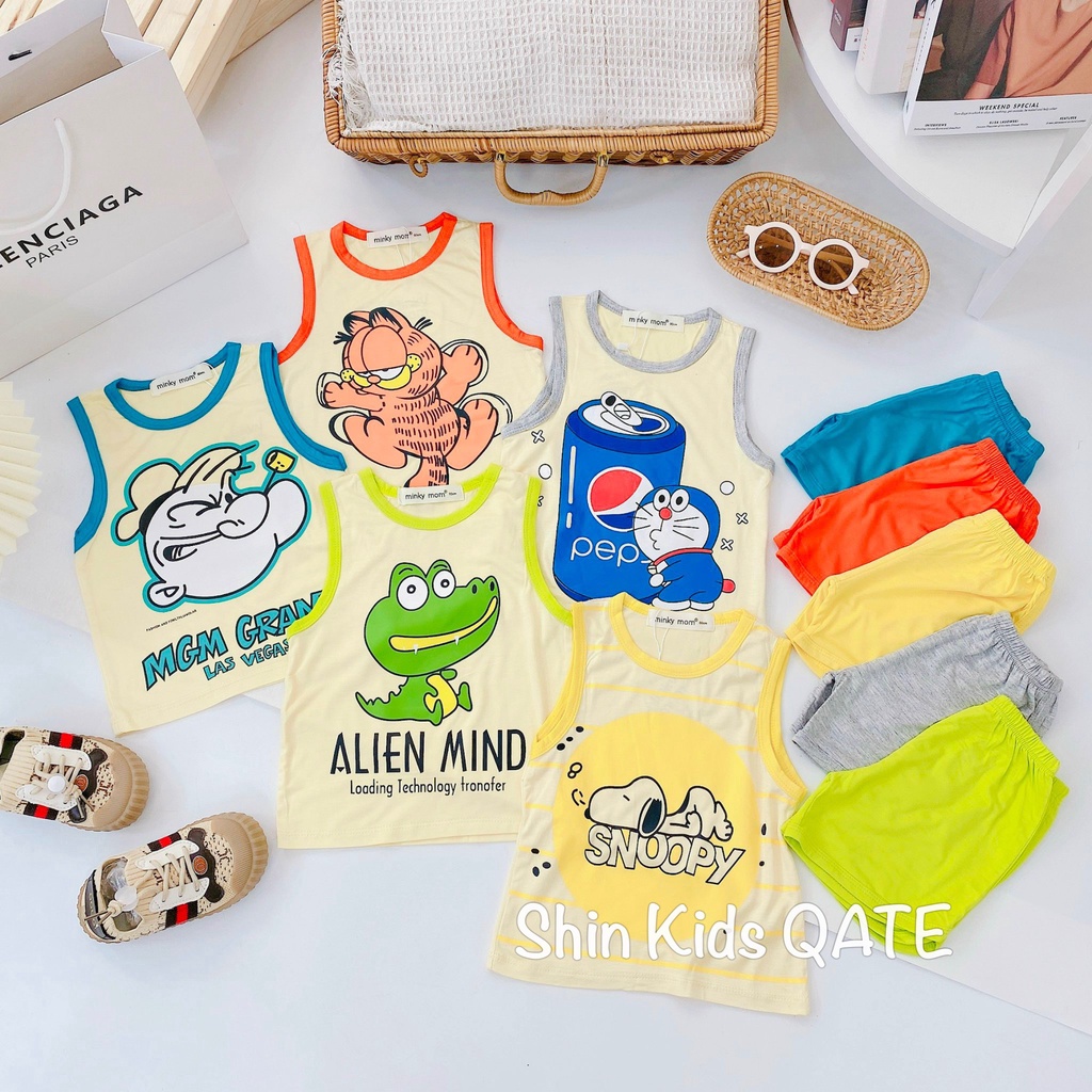 Full Size  Bộ Ba Lỗ Chất Tnun Lạnh Minkey BaBy In Hình Siêu Xinh Dành Cho Bé Trai Và Bé Gái