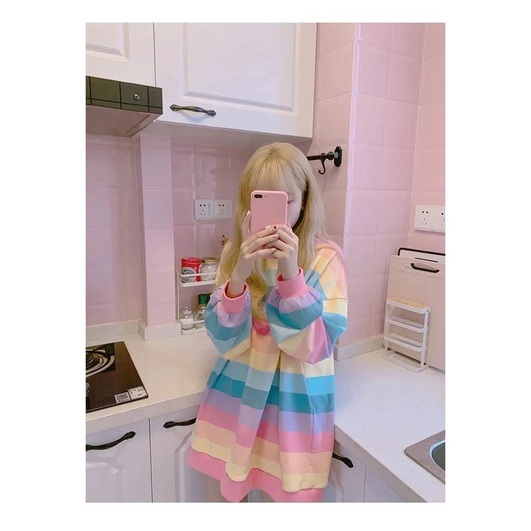 Áo Thun Nữ Dài Tay Sọc Ngang Thời Trang Hàn Quốc