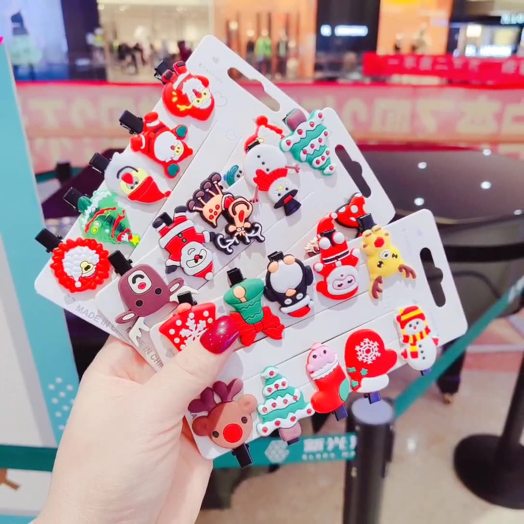 Vỉ 10 cặp tóc giáng sinh ông già noel cho bé siêu đáng yêu