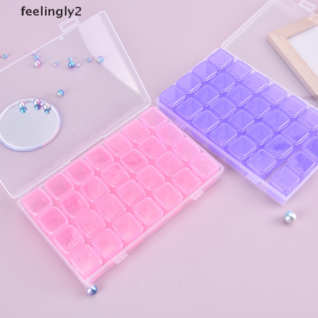 Hộp Trong Suốt 28 Ngăn Đựng Phụ Kiện Trang Trí Móng Tay