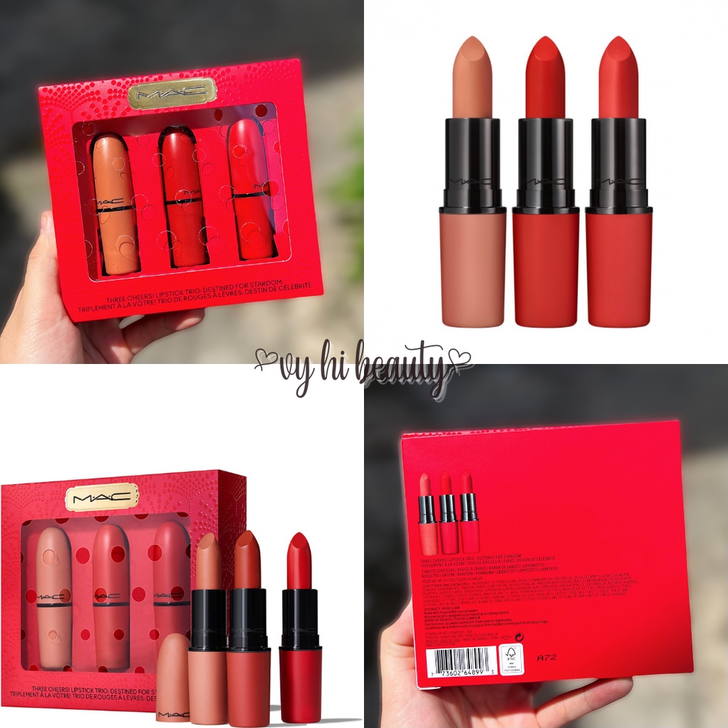 Set son MAC Three Cheers 3 thỏi son full size unbox
