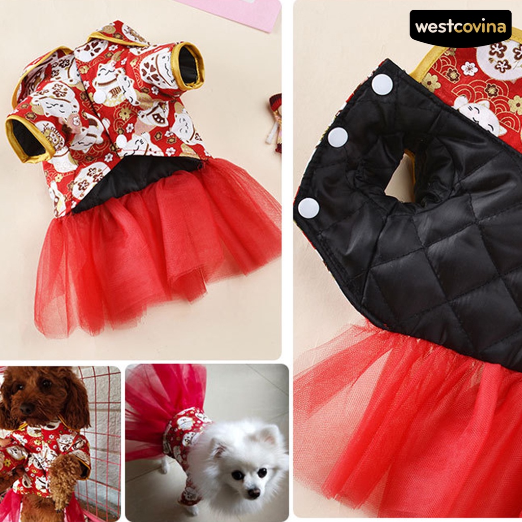 [Hot]☃Bộ Đồ Thời Trang Năm Mới Xinh Xắn Theo Phong Cách Trung Hoa Dành Cho Thú Cưng