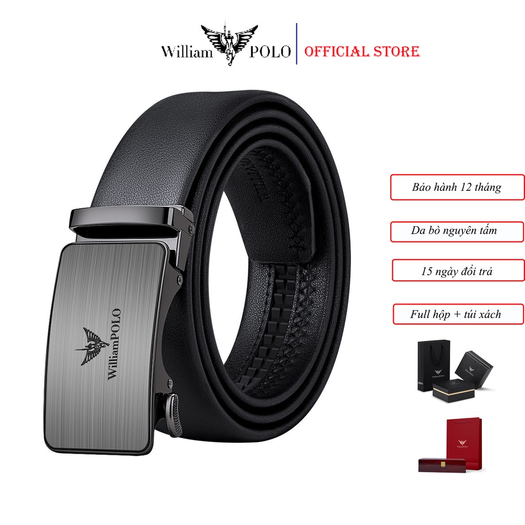 Thắt lưng nam da bò WilliamPOLO Full hộp đựng cao cấp - 22160