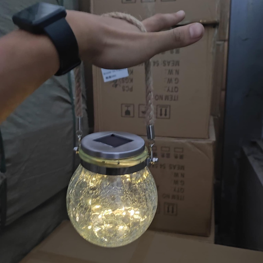 Đèn led trang trí bình thủy tinh tròn treo nhà hàng,cà phê,sân vườn năng lượng mặt trời - New Shopping