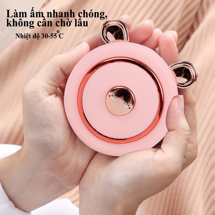 Máy sưởi mini cầm tay có sạc dự phòng kiêm gương soi nhỏ gọn bỏ túi đa năng thông minh