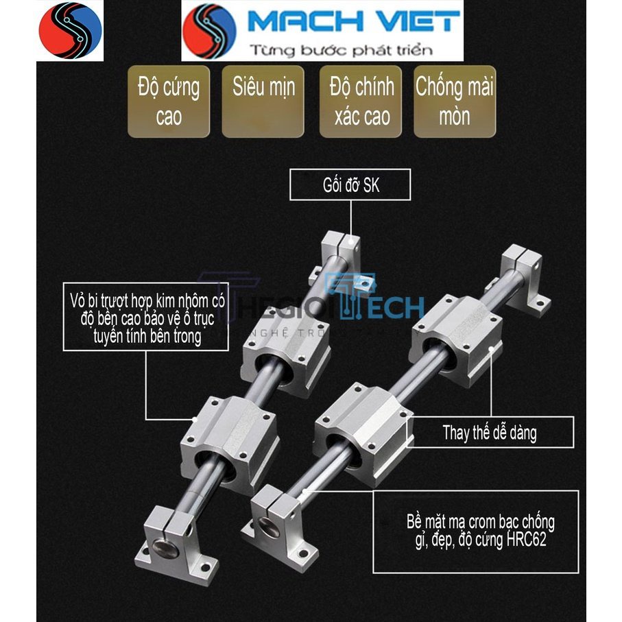 Ray trượt tròn không đế phi 25 đơn vị 1000mm. (Đặt số lượng để được cắt theo theo chiều dài mong muồn)