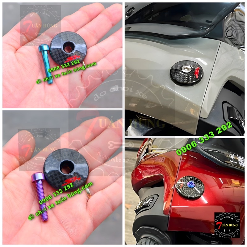 Ốc Đậy Chân Kính Sh 125, Sh 150, Sh 300 Carbon  Xịn Sò Kèm Ốc Gắn - Giá 1 Con - Đồ Chơi Xe Sh