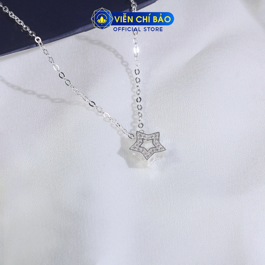 Dây chuyền bạc nữ ngôi sao đính đá chất liệu bạc 925 thời trang phụ kiện trang sức Viễn Chí Bảo D400812