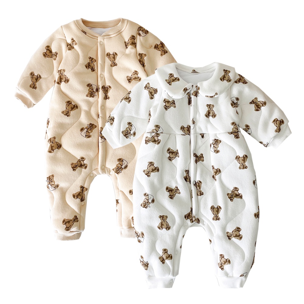 Sanlutoz Bộ Áo Liền Quần Tay Dài In Hình Gấu Dễ Thương Giữ Ấm Mùa Đông Dành Cho Bé