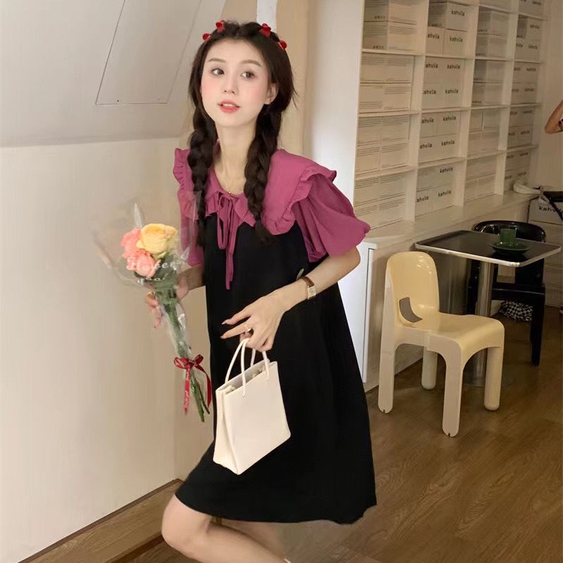 Đầm Chữ A Giả Hai Mảnh Tay Phồng Phong Cách Nhật Bản Dễ Thương Thời Trang Mùa Hè 2022 Dành Cho Bạn Nữ