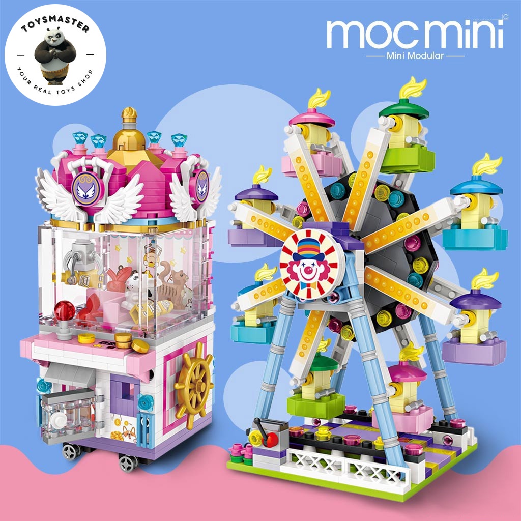 Đồ Chơi Lắp Ráp Kiểu LEGO Mô Hình Công Viên Giải Trí Vòng Đu Quay,Tàu Cướp Biển, Ngựa Quay,Vòng Quay Máy Bay 500+ PCS
