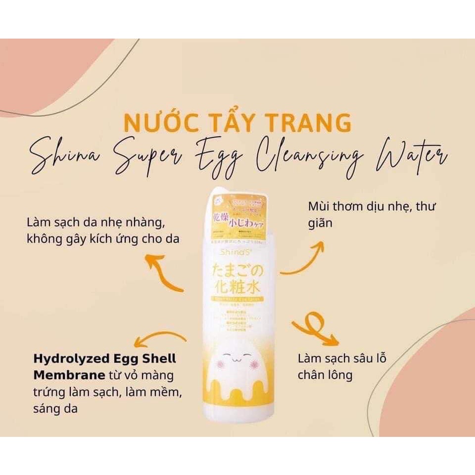 Nước Tẩy Trang Collagen Trứng Nhật Bản Sáng Mịn Căng Da Shina'S Super Egg Cleansing Water 500ml