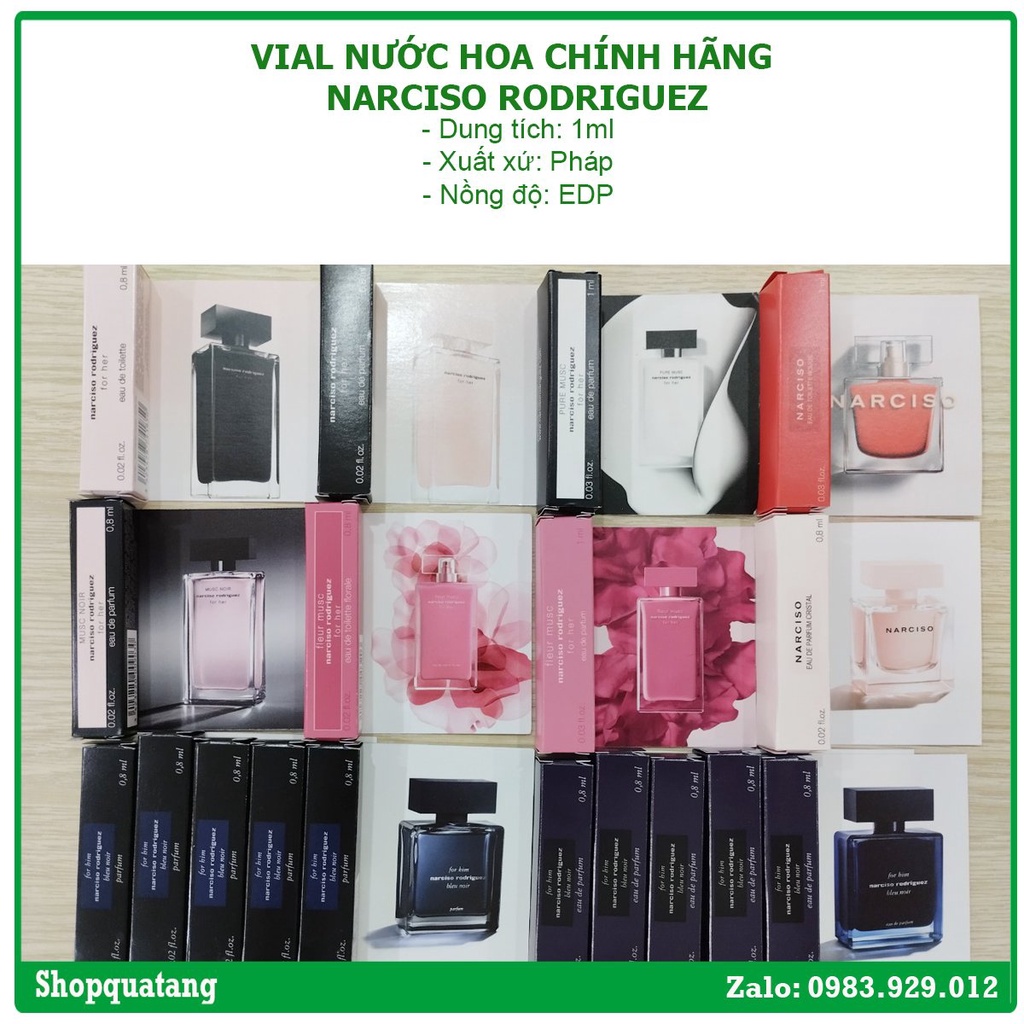 Vial Nước Hoa chính hãng Narciso Rodriguez Các Mùi