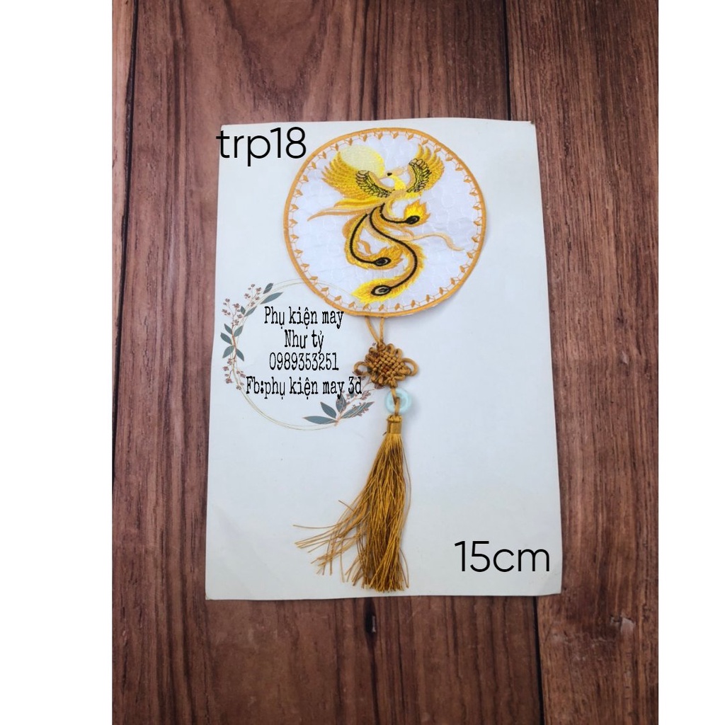 tấm ren thêu tròn kèm dây 15cm