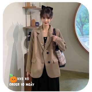 Áo blazer size XS form nhỏ màu nâu tây kiểu dáng Hàn Quốc cho nữ 1m45