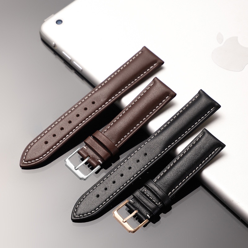 [Hàng nhập Xịn] Dây đồng hồ da bò 2 mặt TRƠN lớp da bò đầu tiên chống thấm nước BO-38 size 12 14 15 16 18 19 20 22 (Đen)