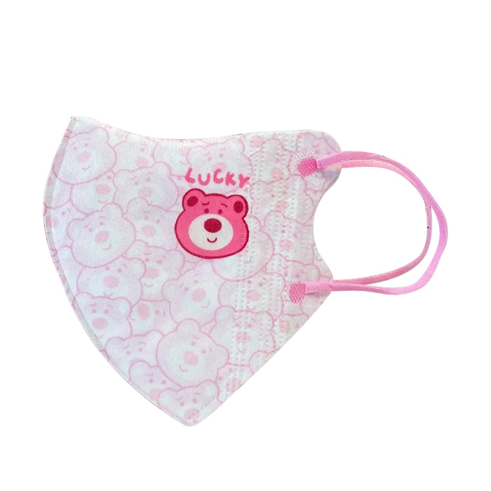Bộ 10 Khẩu Trang 3 Lớp Họa Tiết Gấu / Dâu Tây Hoạt Hình 3D Thời Trang Cho Người Lớn