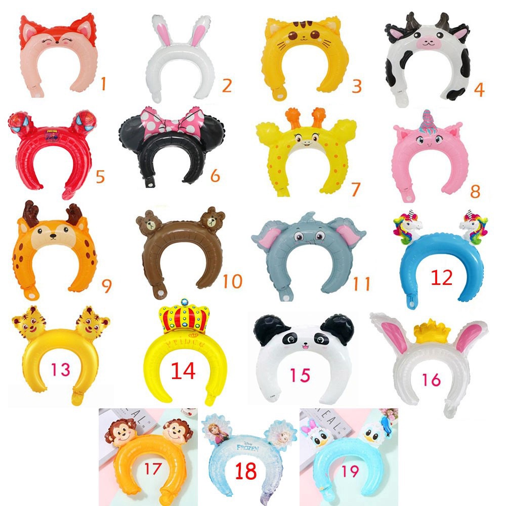Băng Đô Cài Tóc Hình Động Vật Hoạt Hình Kèm Bong Bóng Trang Trí Tiệc Sinh Nhật Cho Bé
