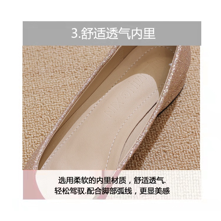 Giày Búp Bê Đế Mềm Mũi Nhọn Đính Đá Trang Trí Lấp Lánh Thời Trang 2022 Cho Nữ Size 32-46