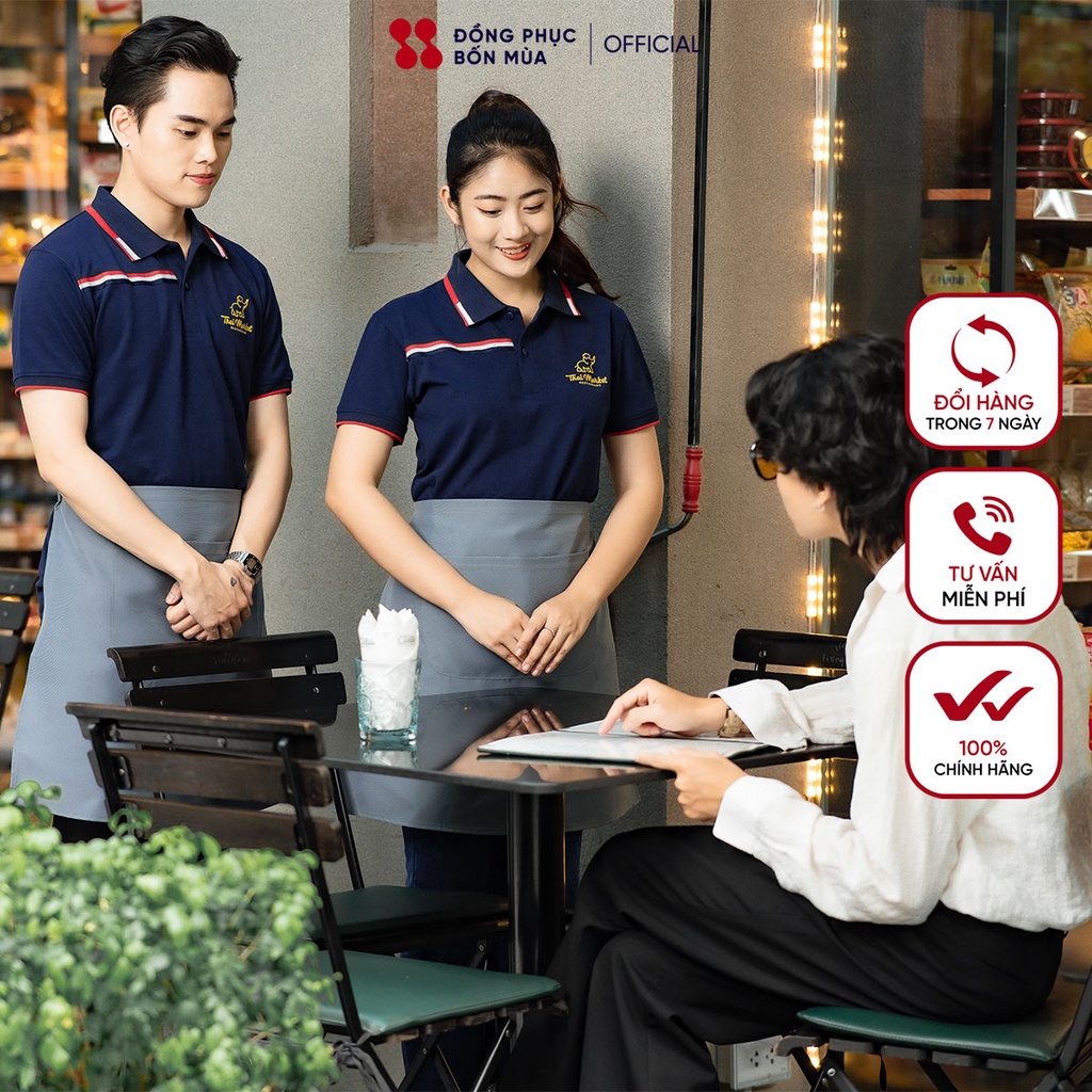 Tạp dề ngắn trơn màu xám - Tạp dề đồng phục cho nhân viên kiểu dáng hiện đại, chất kaki bền chắc mã TD-Nửa-M